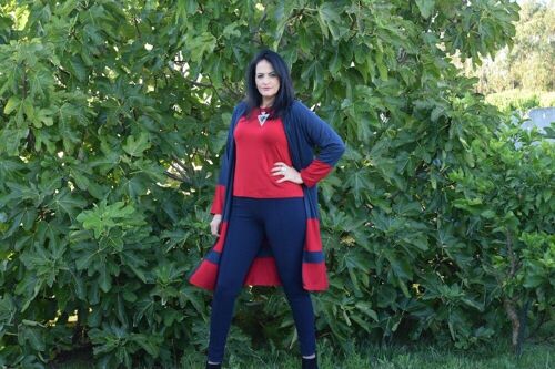 Jumper and Cardigan Elvira Blue/Red – L to 6XL – Curvyshion