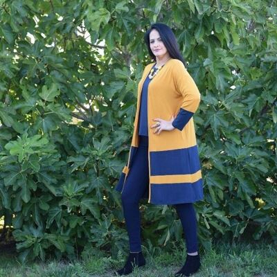 Jumper and Cardigan Elvira Blue/Yellow – L to 6XL – Curvyshion
