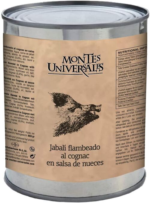 Jabalí flambeado al cognac en salsa de nueces Montes Universales (865g)
