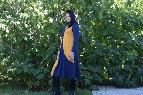 Plus Size Dress Julia Blue/Yellow – L to 6XL – CurvyShion