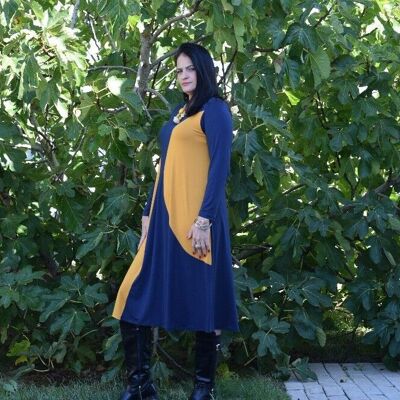 Plus Size Dress Julia Blue/Yellow – L to 6XL – CurvyShion