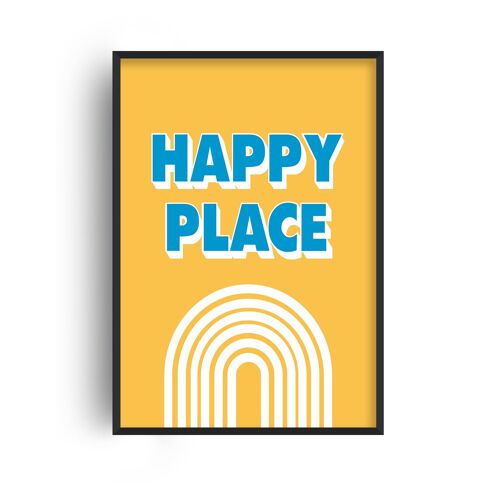 Happy Place Print - A2 (42x59.4cm) - Black Frame