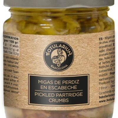 Miettes de perdrix marinées au botularium (220g)