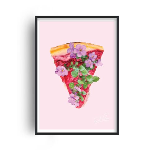 Food Porn Pizza Pink Print - A4 (21x29.7cm) - Black Frame