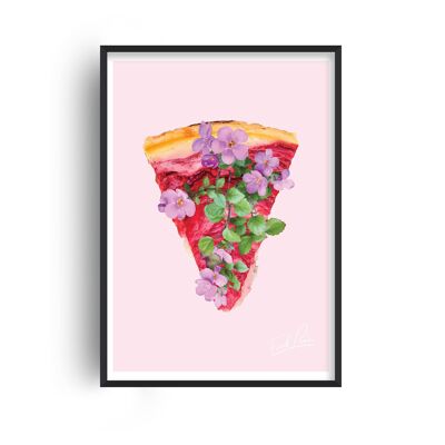 Food Porn Pizza Pink Print - A4 (21x29.7cm) - White Frame