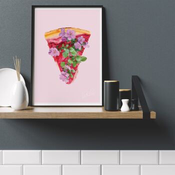 Food Porn Pizza Rose Print - A4 (21x29,7cm) - Cadre Blanc 2