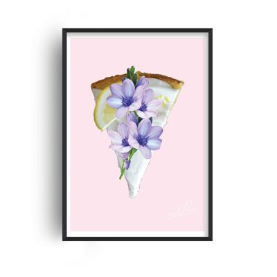 Food Porn Lemon Slice Pink Print - A2 (42x59.4cm) - Black Frame