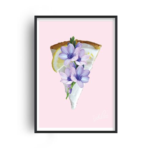 Food Porn Lemon Slice Pink Print - 30x40inches/75x100cm - Black Frame