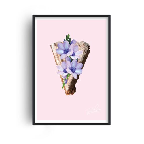 Food Porn Carrot Cake Pink Print - A2 (42x59.4cm) - Black Frame