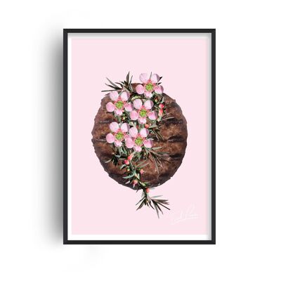 Food Porn Burger Pink Print - A4 (21x29.7cm) - Black Frame