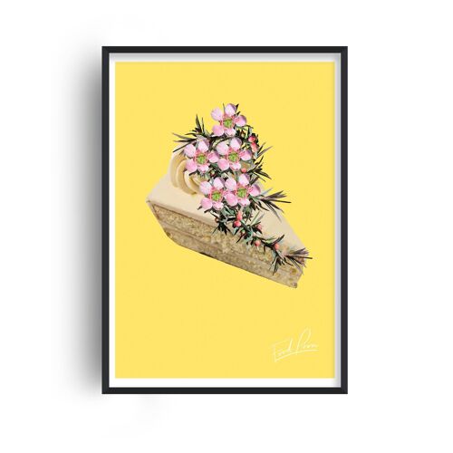 Food Porn Cake Slice Yellow Print - A3 (29.7x42cm) - Black Frame