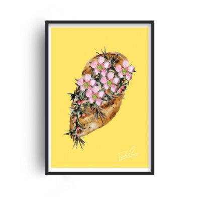 Food Porn Garlic Bread Yellow Print - A2 (42x59.4cm) - Black Frame