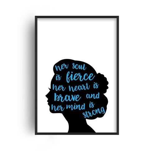 Her Soul is Fierce Blue Print - A2 (42x59.4cm) - White Frame