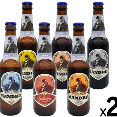 Bière artisanale variée Mandril: 2 unités de 6 bières différentes - 12x33cl