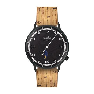 Georges Moon Phase Watch Black and black - Cork strap