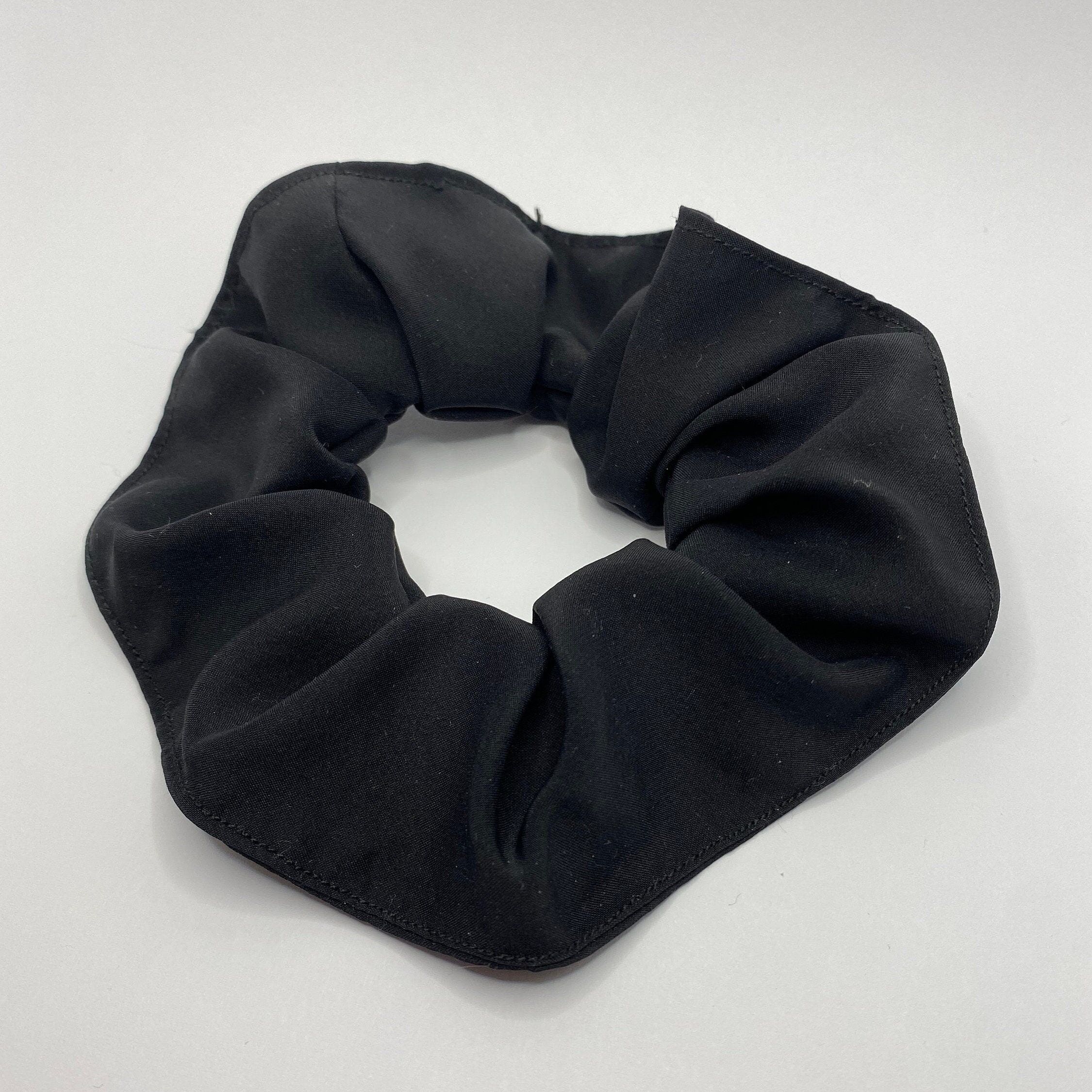 100% Black Silk Scrunchie Handmade in France - Alissa