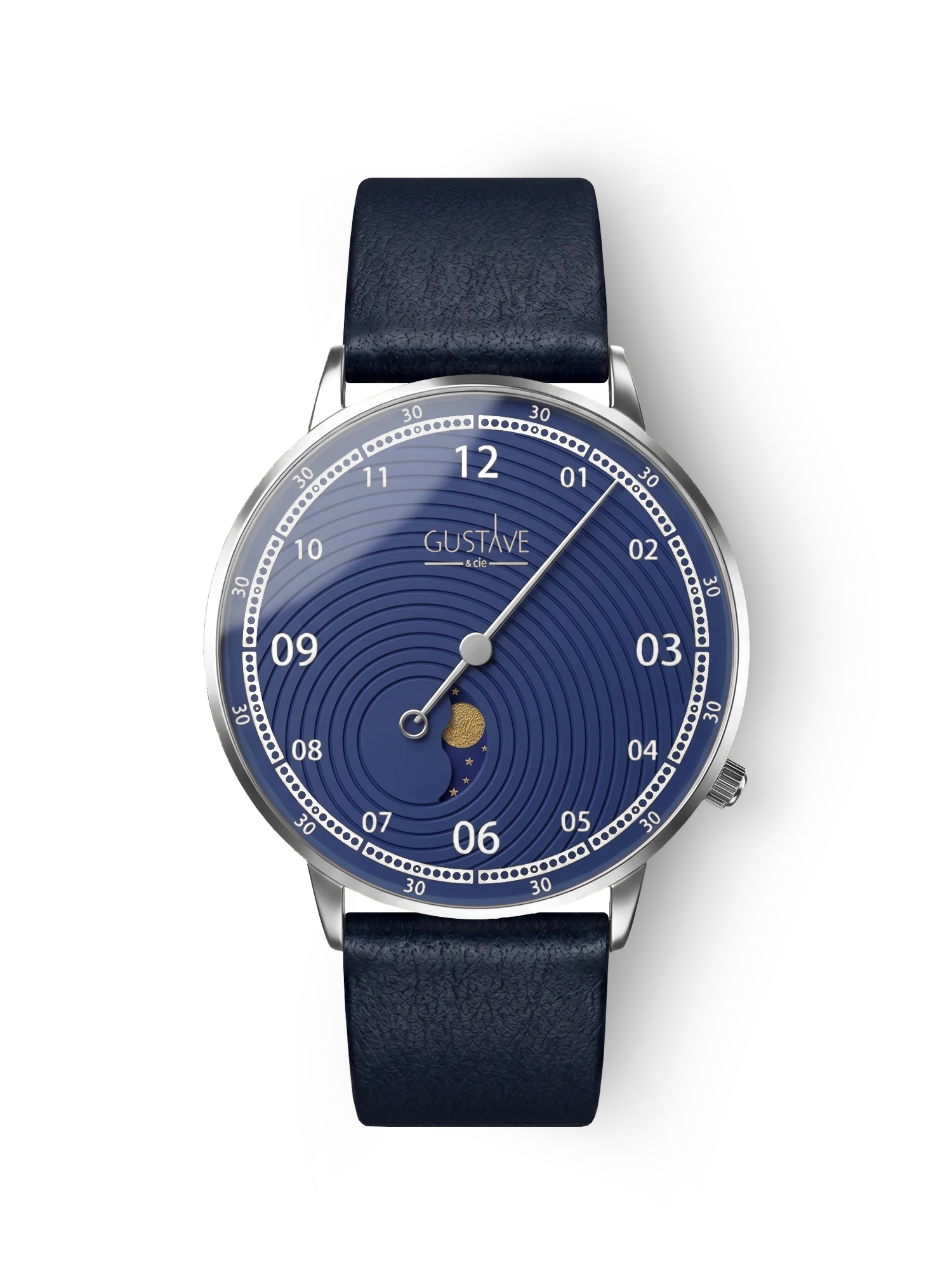 Georges 12H Silber- und Blauuhr – blaues Leder