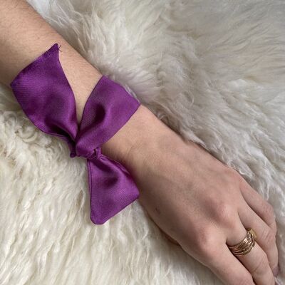 Purple bracelet ribbon 100% silk - Constance