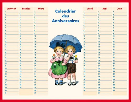 Tableau - Calendrier des anniversaires Parapluie