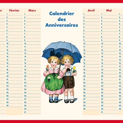 Chalkboard - Umbrella birthdays calendar