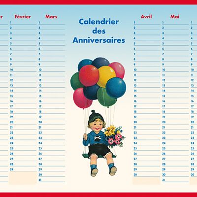 Lavagna - Calendario dei compleanni con palloncini