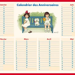 Tableau - Calendrier des anniversaires Banc