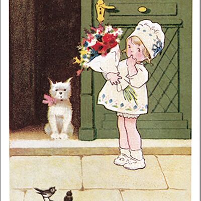 Cartolina della ragazza dei fiori