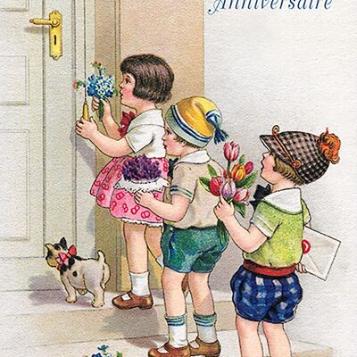 Carte anniversaire enfant vintage -Goûter d'enfants de Ludom Edition