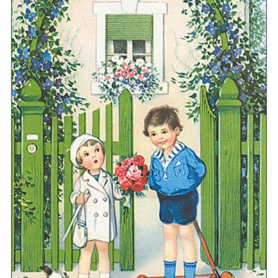 Carte postale porche fleuri