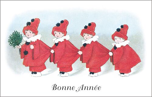 Carte postale bonhommes rouges