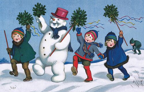 Carte postale bonhomme de neige animé