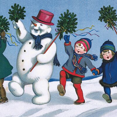 Postal animada de muñeco de nieve