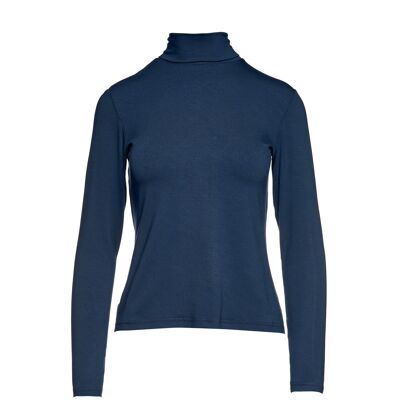 Maglione a maniche lunghe blu scuro con collo a polo