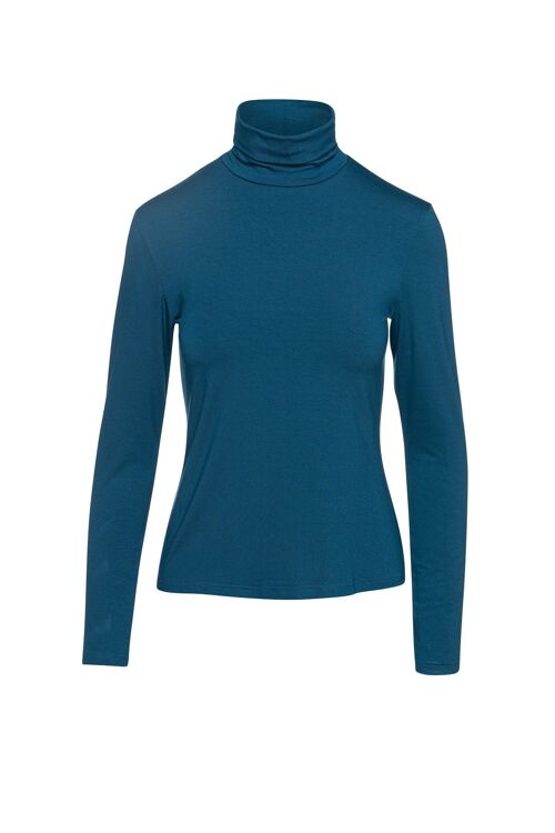 Petrol Turtle Neck Top By Conquista in Sustainable Fabric