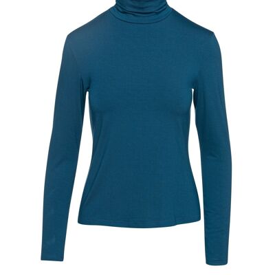 Petrol Turtle Neck Top By Conquista in Sustainable Fabric