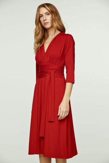 Robe ligne Empire rouge avec ceinture 2