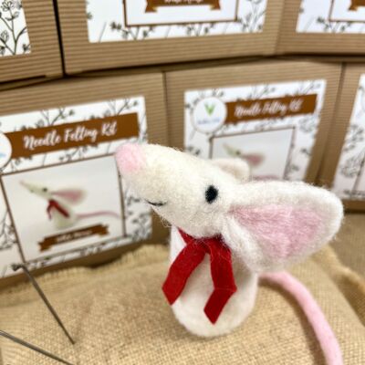White Mouse - Needle Felting Kit (With Foam)