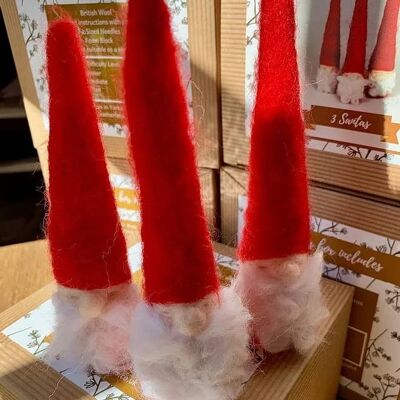 3 Santas - Needle Felting Kit (With Foam)