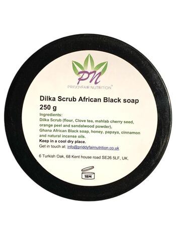 Savon exfoliant Dilka à base de gommage soudanais Dilka, de savon noir africain, de miel brut, d'huiles d'encens - Gommage corporel exfoliant doux et hydratant Idéal pour tous les problèmes de visage et de peau 200g 1