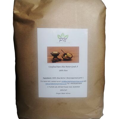 Manteca de karité - Orgánica sin refinar 100% pura natural cruda (Butyrospermum Parkii) - 1 kg