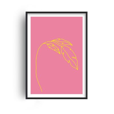 Plant Pink Neon Funk Print - A2 (42x59.4cm) - Black Frame