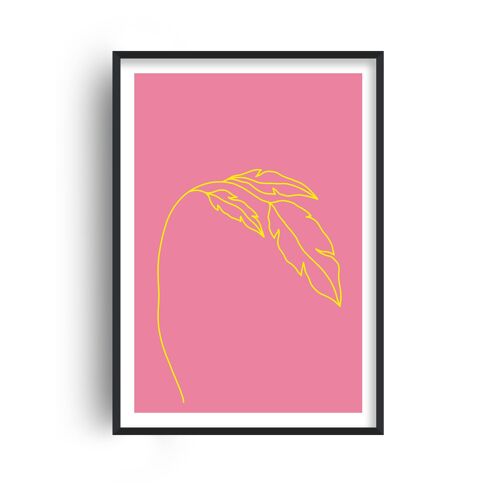 Plant Pink Neon Funk Print - 20x28inchesx50x70cm - Black Frame