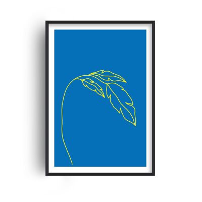 Plant Blue Neon Funk Print - A4 (21x29.7cm) - Black Frame