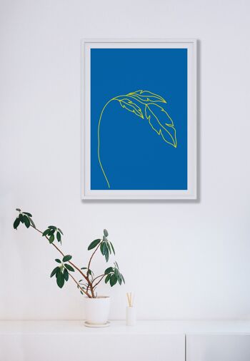 Plant Blue Neon Funk Print - A2 (42 x 59,4 cm) - Impression uniquement 2