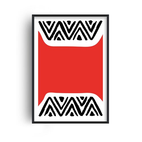 Red Maze Neon Funk Print - A4 (21x29.7cm) - White Frame
