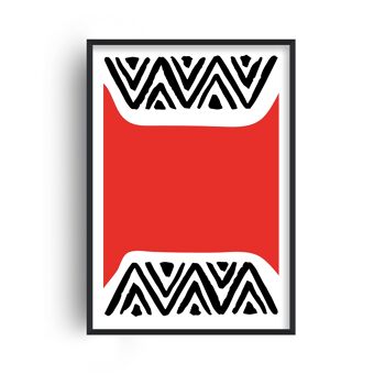 Red Maze Neon Funk Print - A3 (29,7x42cm) - Cadre Blanc 1