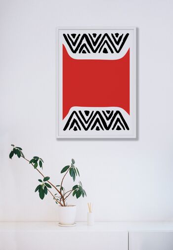 Red Maze Neon Funk Print - 30x40 pouces/75x100cm - Cadre Blanc 2