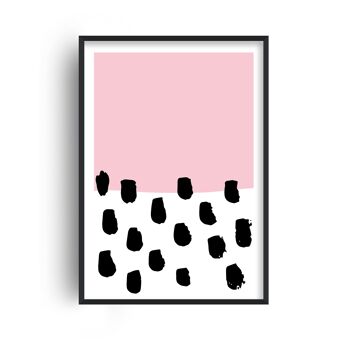 Pink Polka Neon Funk Print - A4 (21x29.7cm) - Cadre Noir 1