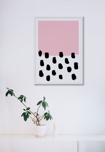 Pink Polka Neon Funk Print - A3 (29,7x42cm) - Cadre Blanc 2