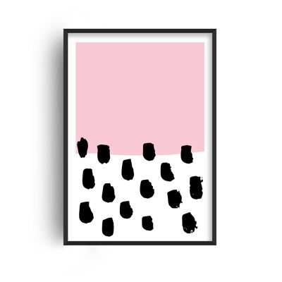 Pink Polka Neon Funk Print - 20x28inchesx50x70cm - Black Frame